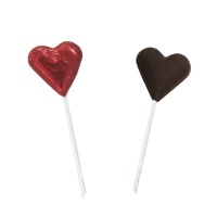 Lecca lecca di cioccolato a cuore rosso metallizzato - 1 unità