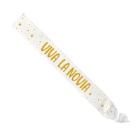 Fascia Viva la Novia con lettere glitterate oro