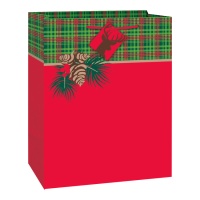Borsa regalo di Natale rosso da 26,5 x 14 x 33 cm - 1 unità