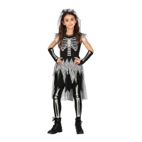 Costume scheletro con velo da bambina