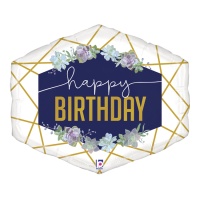 Palloncino Navy e Gold Happy Birthday da 76 cm - Grabo