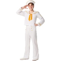 Costume da marinaio dorato e bianco per uomo