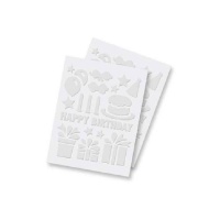 Adesivi 3D di compleanno in schiuma bianca - 40 unità