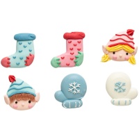 Figure di zucchero degli Elfi di Babbo Natale - 6 pezzi