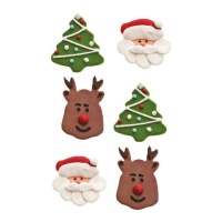 Decorazioni di zucchero Babbo Natale, renne e albero di Natale - Decora - 6 unità