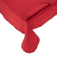Tovaglia di stoffa rossa con orlo a giorno 1,50 x 1,50 m con 4 tovaglioli
