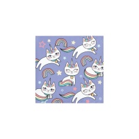 Tovaglioli Gatto unicorno da 12,5 x 12,5 cm - 16 unità