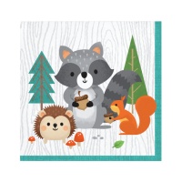 Tovaglioli animali della foresta 12,5 x 12,5 cm - 16 unità