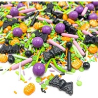 Spolverini di Halloween verdi, neri, arancioni e viola 90 gr - Happy Sprinkles