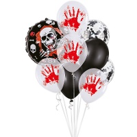 Mazzo di palloncini con teschio e mani insanguinate - 9 pezzi