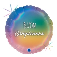 Palloncino rotondo Buon Compleanno multicolore di 46 cm - Grabo