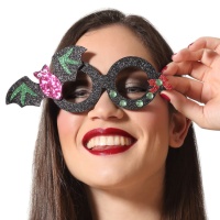 Occhiali di Halloween con glitter nero