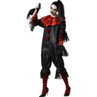 Costume da clown nero e rosso per donna