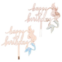 Topper per torta Happy Bithday Sea Mermaid - 1 pz.