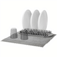 Scolapiatti ovale 40 x 17,5 x 3,5 cm grigio con strofinaccio