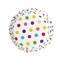 Capsule per cupcake bianche con pois multicolore - PME - 30 pz.