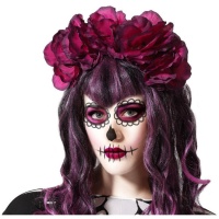 Cerchietto Catrina con fiori rosa