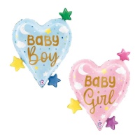 Pallone cuore con messaggio per bambino e stelle 52 x 62 cm - Grabo