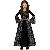 Costume da vampiro argentato con stampa gotica per bambina