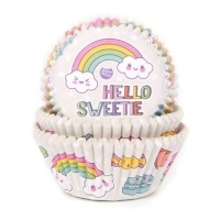 Pirottini cupcake nuvole arcobaleno con messaggio - House of Marie - 50 unitá