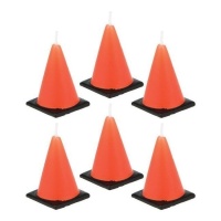 Candele a forma di coni stradali - 6 pezzi