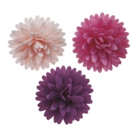 Cialde con fiori a pompon da 4,5 cm - Dekora - 12 unità