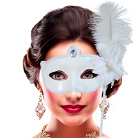 Maschera con supporto, piuma e pietra