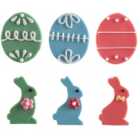 Figure di zucchero a forma di uova e conigli 2D - 48 pezzi