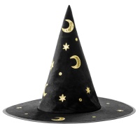 Cappello da strega nero infantile con disegni - 42 cm