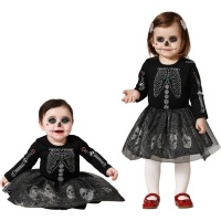 Costume da scheletro Catrina nero per bambine