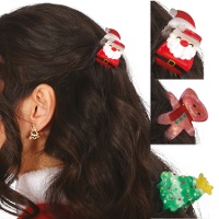 Pinze per capelli natalizie assortite di 3,5 cm - 3 pezzi