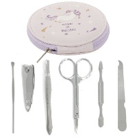 Set da manicure rotondo a tema unicorno - 6 pezzi