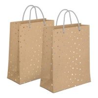 Borsa regalo in carta kraft con stelle da 45 x 10 x 33 cm - 1 unità