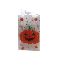 Sacchetto trasparente con zucche di Halloween 14 x 9 x 20 cm - 6 pz.