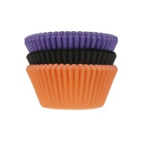 Pirottini cupcake arancione, nero e lilla - House of Marie - 75 unità