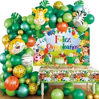 Set di palloncini per la giungla con cartello di buon compleanno - 100 pezzi