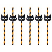 Cannucce di Halloween con gatto - 6 unità