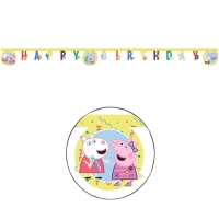 Festone Happy Birthday Peppa Pig e Georeg - 2,00 m