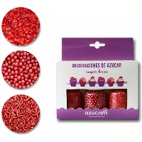 Kit di sprinkles San Valentino rosso - Azucren - 3 pezzi