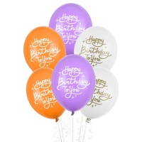 Palloncini in lattice multicolore Happy Birthday da 30 cm - PartyDeco - 50 unità