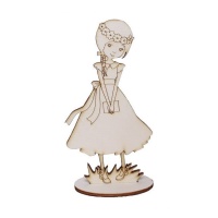 Figura in legno di ragazza con corona di comunione 22,5 x 11,7 cm - Artis decor