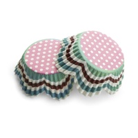 Capsule per cupcake con bordi ritagliati a pois e strisce - Pastkolor - 50 pezzi
