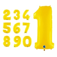 Palloncino numero giallo fluo da 71 cm - Grabo