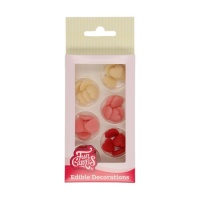 Cuori di marzapane bianchi, rossi e rosa da 1 cm - FunCakes - 30 pezzi