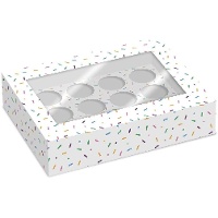 Scatola per 12 cupcakes con confetti - 2 unità