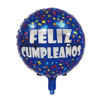 Palloncino Happy Birthday con decorazione di coriandoli 45 cm