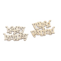 Mini sagome Happy Birthday di legno da 9 cm - 2 unità