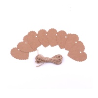 Etichette cuori kraft 5,5 x 5,5 cm - 8 unità