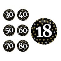 Palloncino compleanno nero a pois con numero 45 cm - Conver Party