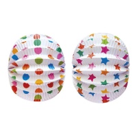 Lanterna di carta sferica multicolore di forme assortite 22 cm - 1 pezzo